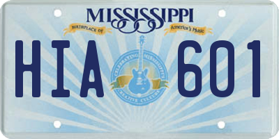 MS license plate HIA601