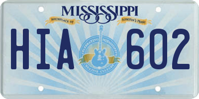 MS license plate HIA602