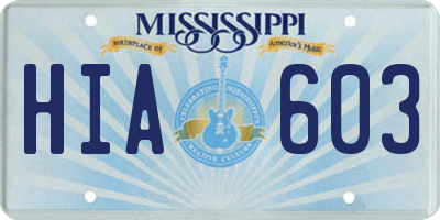 MS license plate HIA603