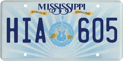 MS license plate HIA605