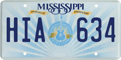 MS license plate HIA634