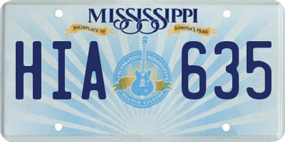 MS license plate HIA635
