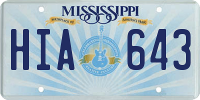 MS license plate HIA643