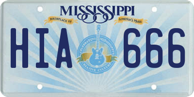 MS license plate HIA666