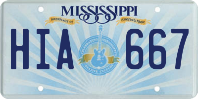 MS license plate HIA667