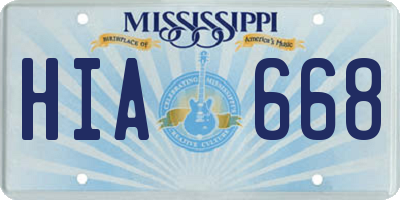 MS license plate HIA668