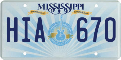 MS license plate HIA670