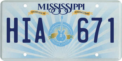 MS license plate HIA671