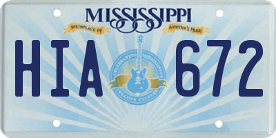 MS license plate HIA672