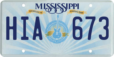 MS license plate HIA673