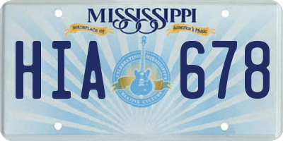 MS license plate HIA678