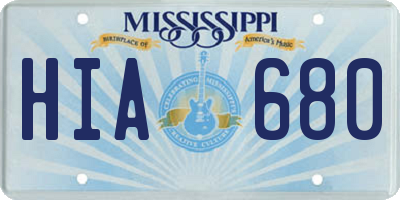 MS license plate HIA680