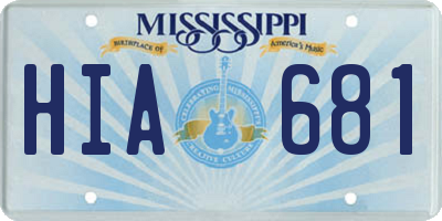 MS license plate HIA681