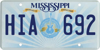 MS license plate HIA692
