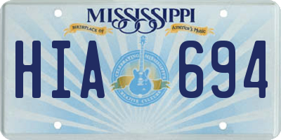 MS license plate HIA694