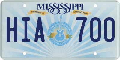 MS license plate HIA700