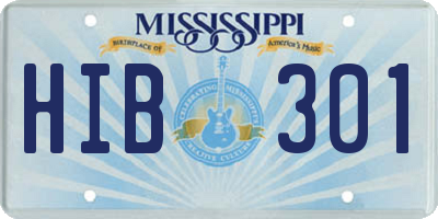 MS license plate HIB301