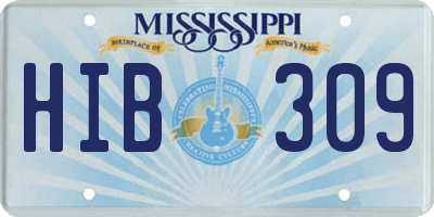 MS license plate HIB309