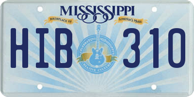 MS license plate HIB310