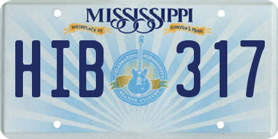 MS license plate HIB317