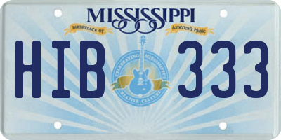 MS license plate HIB333
