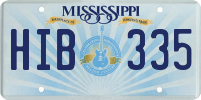 MS license plate HIB335