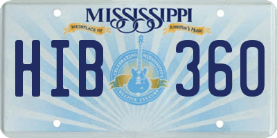 MS license plate HIB360