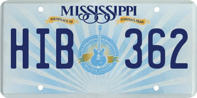 MS license plate HIB362