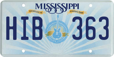 MS license plate HIB363
