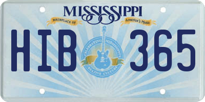 MS license plate HIB365