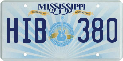 MS license plate HIB380