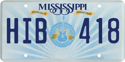 MS license plate HIB418