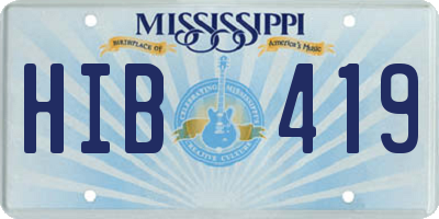 MS license plate HIB419