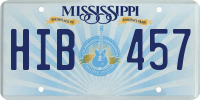 MS license plate HIB457