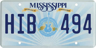 MS license plate HIB494