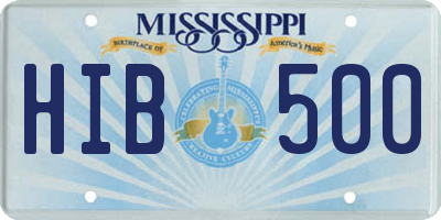MS license plate HIB500