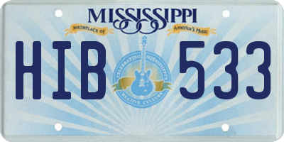 MS license plate HIB533