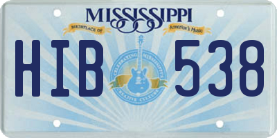 MS license plate HIB538