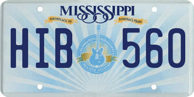 MS license plate HIB560