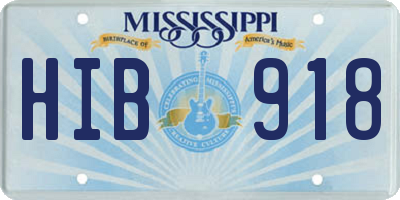 MS license plate HIB918