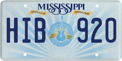MS license plate HIB920