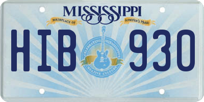 MS license plate HIB930