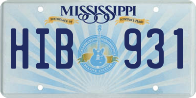 MS license plate HIB931