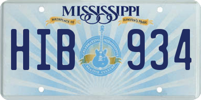 MS license plate HIB934