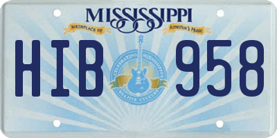 MS license plate HIB958