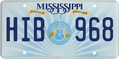 MS license plate HIB968