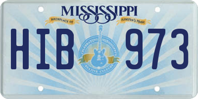 MS license plate HIB973