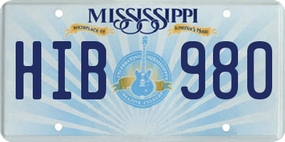 MS license plate HIB980