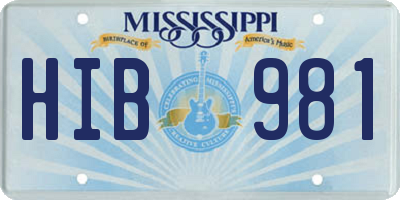 MS license plate HIB981