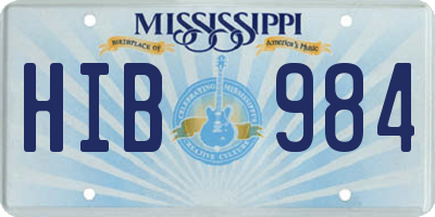 MS license plate HIB984